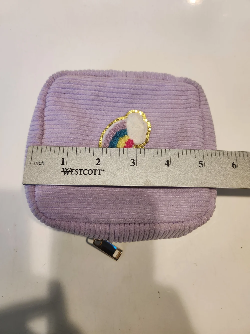 Source Unknown Lavender Corduroy Kids Pouch with Rainbow Patch